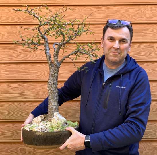 Selfie with bonsai Operculicarya